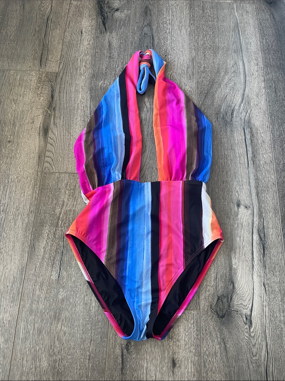 La Blanca Multicolor Halter Stripe One-Piece Swimsuit - Picture 2 of 11